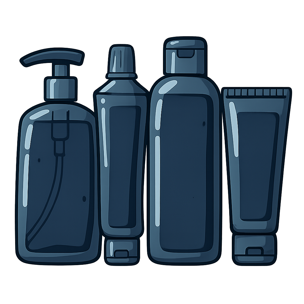 cartoon large format toiletries transparent background dark blue color