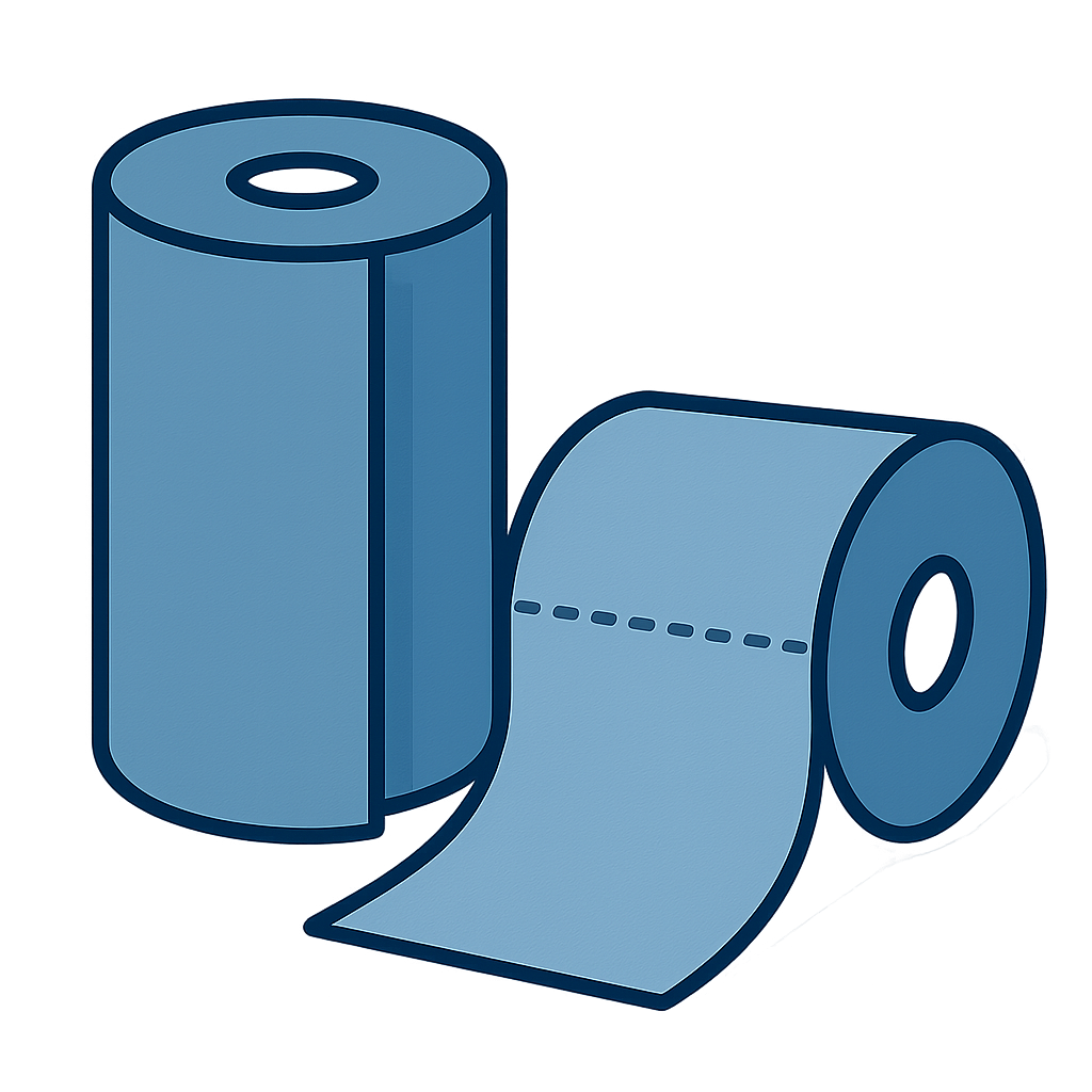 cartoon no face no featuresno arms no legs  paper towel and toilet paper transparent background dark blue color